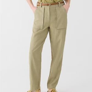 J. Crew 10P seaside cargo pant in linen-TENCEL blend Khaki